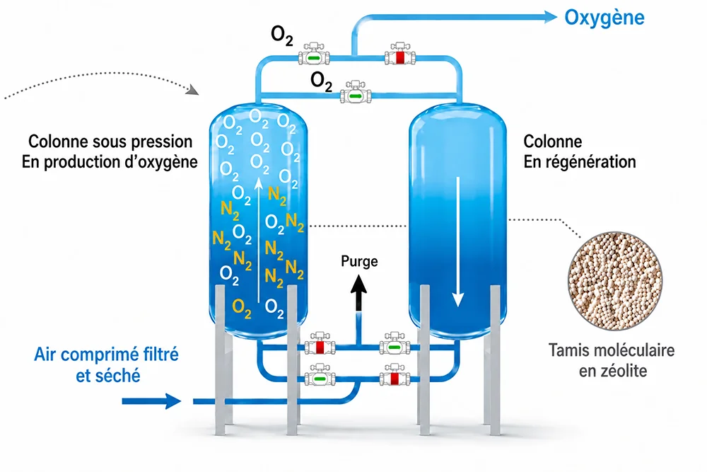 Schéma technologie oxygène NOVAIR